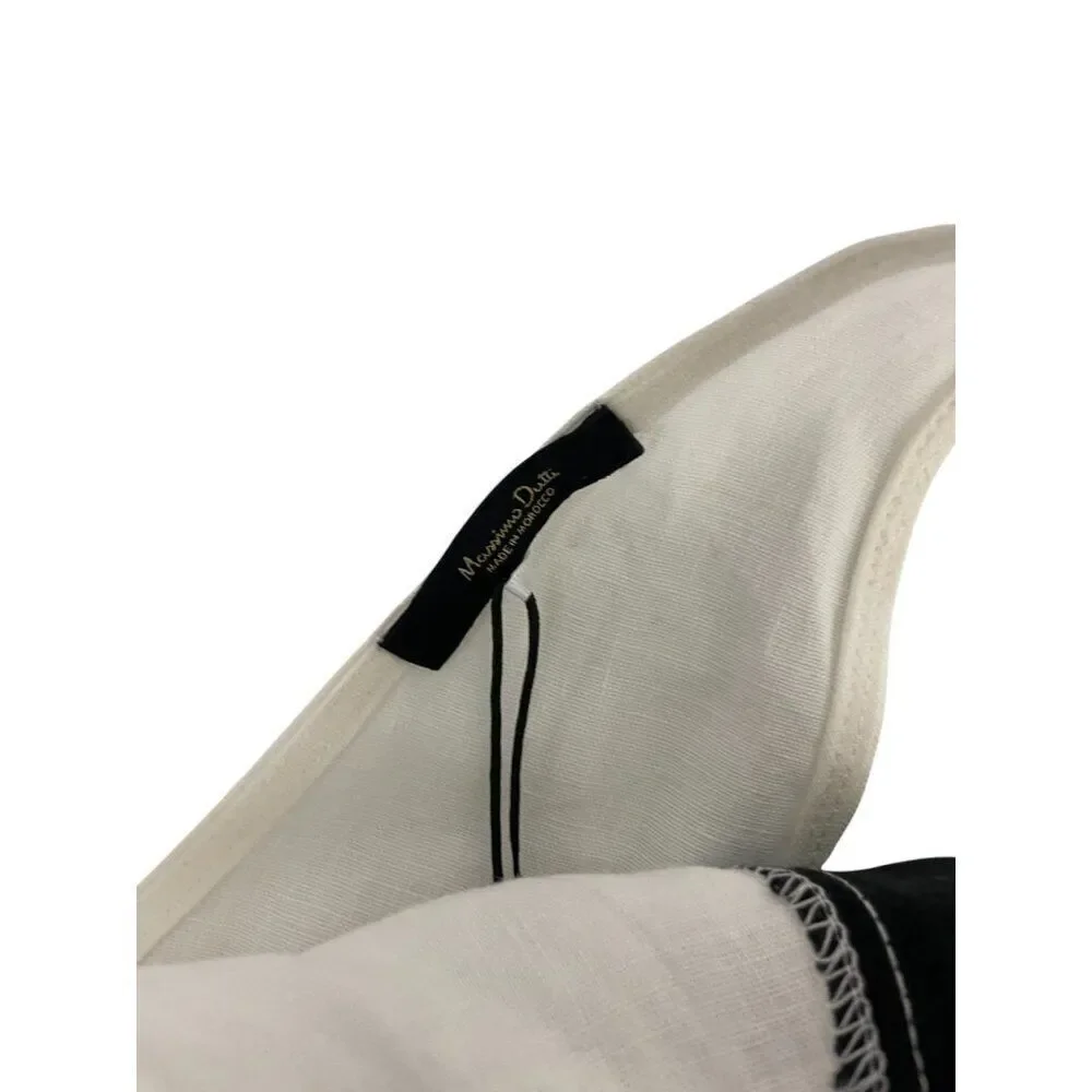Massimo Dutti Womens Midi Dress XS White Black Linen Sleeveless 6698/231 NWT - Picture 6 of 11